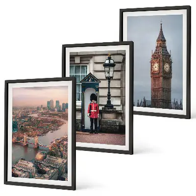 London Bridge Guardian Big Ben Bilder-3er-Set mit Rahmen