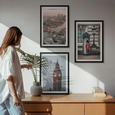 London Bridge Guardian Big Ben Bilder-3er-Set mit Rahmen