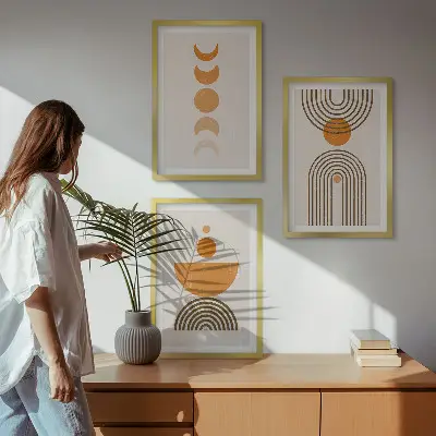 3er-Set Bilder mit Rahmen im Boho-Stil minimalistische Dekoration