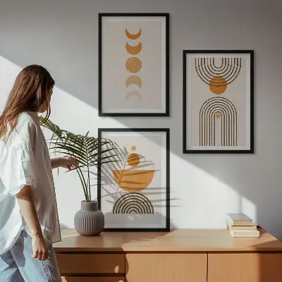 3er-Set Bilder mit Rahmen im Boho-Stil minimalistische Dekoration