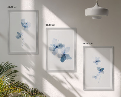 Bilder-3er-set mit rahmen Blaue Blumen