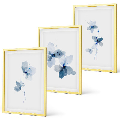 Bilder-3er-set mit rahmen Blaue Blumen