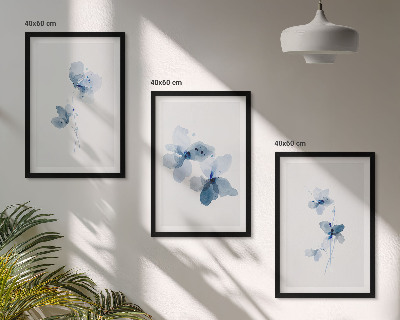 Bilder-3er-set mit rahmen Blaue Blumen
