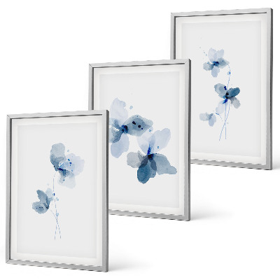 Bilder-3er-set mit rahmen Blaue Blumen