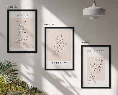 Bilder-3er-set mit rahmen Poster mit minimalistischen Frauensilhouetten