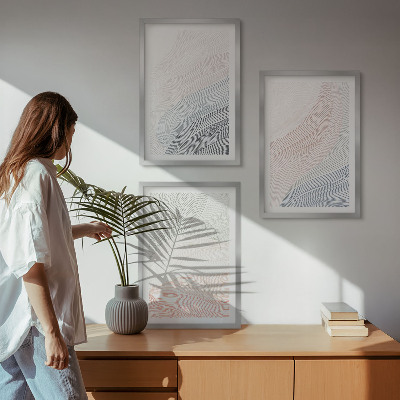 Gerahmtes bilderset Abstrakte Wellen, Karton, Pastell