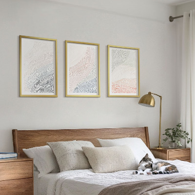 Gerahmtes bilderset Abstrakte Wellen, Karton, Pastell