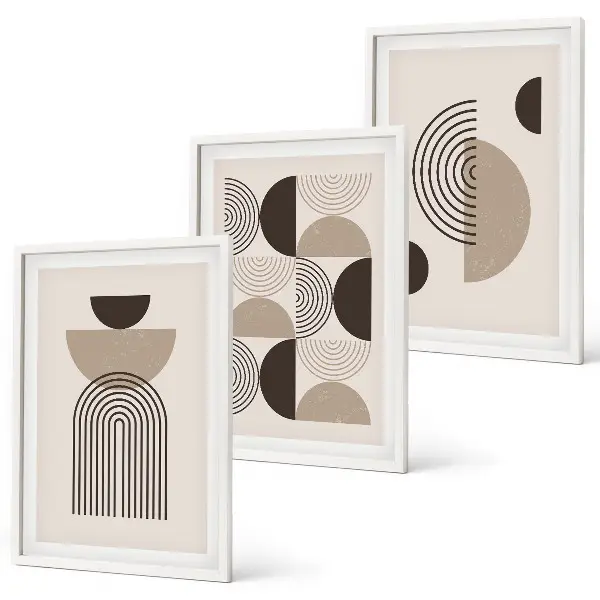 Abstrakte Minimalismusmuster 3er-Set Bilder mit Rahmen