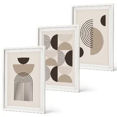 Abstrakte Minimalismusmuster 3er-Set Bilder mit Rahmen
