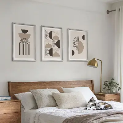 Abstrakte Minimalismusmuster 3er-Set Bilder mit Rahmen