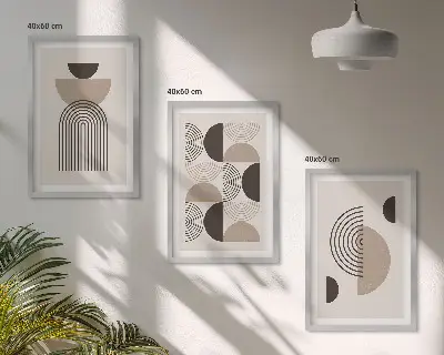 Abstrakte Minimalismusmuster 3er-Set Bilder mit Rahmen