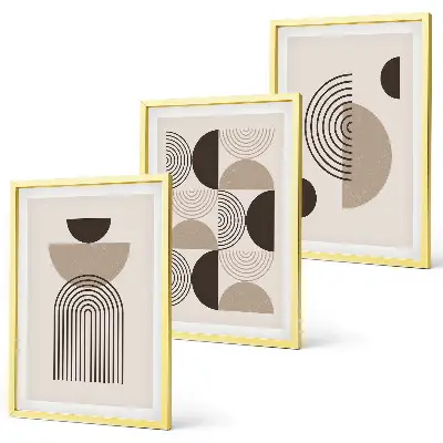 Abstrakte Minimalismusmuster 3er-Set Bilder mit Rahmen