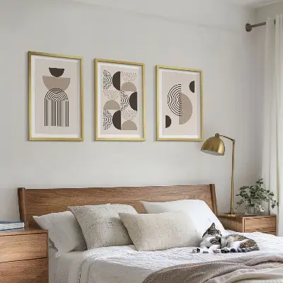 Abstrakte Minimalismusmuster 3er-Set Bilder mit Rahmen