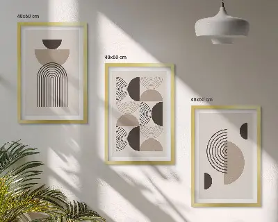Abstrakte Minimalismusmuster 3er-Set Bilder mit Rahmen