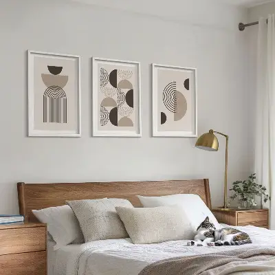 Abstrakte Minimalismusmuster 3er-Set Bilder mit Rahmen