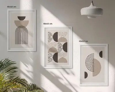 Abstrakte Minimalismusmuster 3er-Set Bilder mit Rahmen