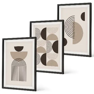 Abstrakte Minimalismusmuster 3er-Set Bilder mit Rahmen
