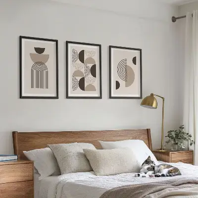 Abstrakte Minimalismusmuster 3er-Set Bilder mit Rahmen