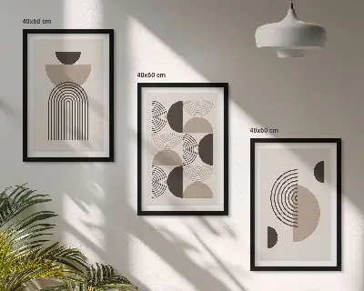 Abstrakte Minimalismusmuster 3er-Set Bilder mit Rahmen
