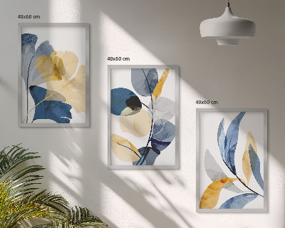 Bilder-3er-set mit rahmen Aquarell-Pflanzenmotive