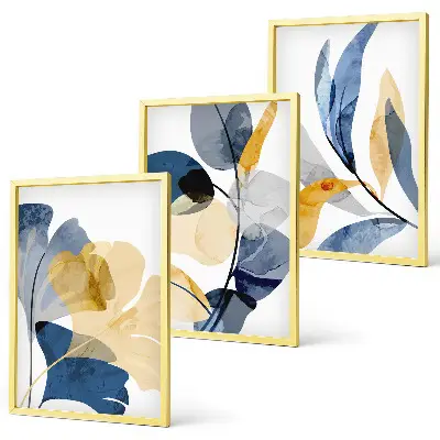Aquarell-Pflanzenmotive 3er-Set Bilder mit Rahmen