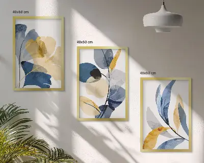 Aquarell-Pflanzenmotive 3er-Set Bilder mit Rahmen