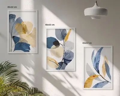 Aquarell-Pflanzenmotive 3er-Set Bilder mit Rahmen