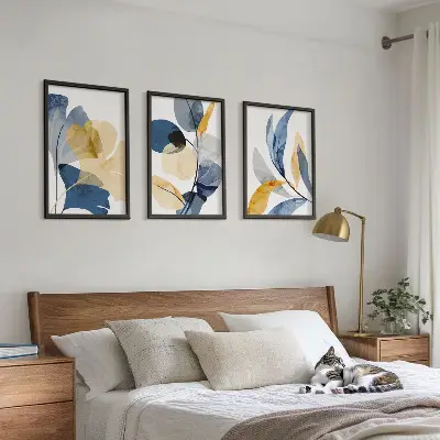 Aquarell-Pflanzenmotive 3er-Set Bilder mit Rahmen