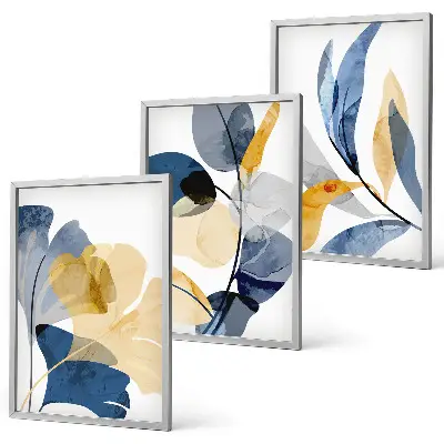 Aquarell-Pflanzenmotive 3er-Set Bilder mit Rahmen