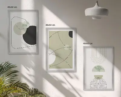 Abstrakte Formen und Farben 3er-Set Bilder mit Rahmen