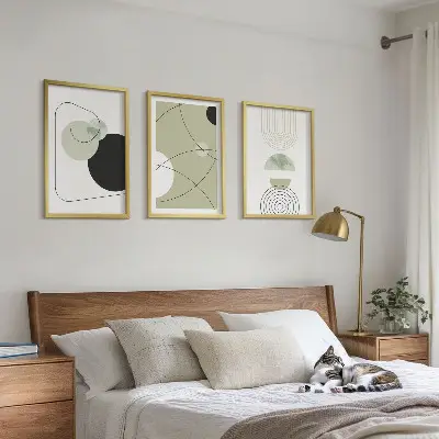 Abstrakte Formen und Farben 3er-Set Bilder mit Rahmen