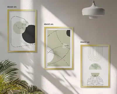 Abstrakte Formen und Farben 3er-Set Bilder mit Rahmen