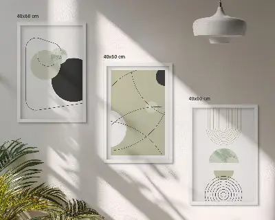 Abstrakte Formen und Farben 3er-Set Bilder mit Rahmen