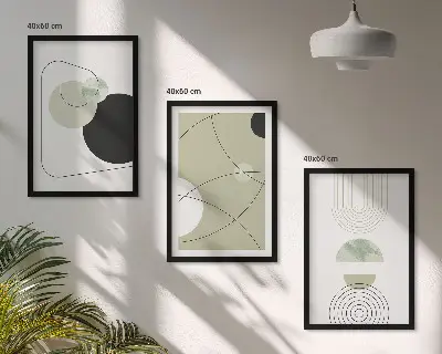 Abstrakte Formen und Farben 3er-Set Bilder mit Rahmen