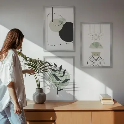 Gerahmtes Bilderset mit abstrakten Pflanzenformen