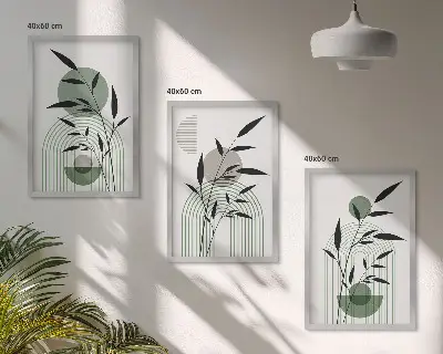 Boho-Pflanzenkompositionen 3er-Set mit Bilderrahmen