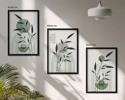Boho-Pflanzenkompositionen 3er-Set mit Bilderrahmen