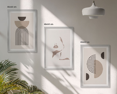 Bilder-3er-set mit rahmen Abstrakte Formen und Gesicht