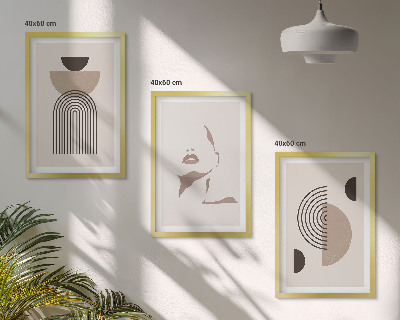 Bilder-3er-set mit rahmen Abstrakte Formen und Gesicht