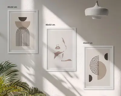 Abstrakte Formen und Gesicht 3er-Set Bilder mit Rahmen
