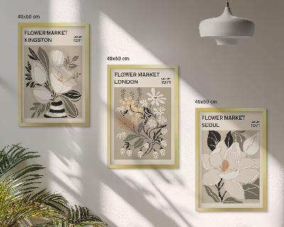 Gerahmtes bilderset Retro-Blumen aus Städten rund um die Welt
