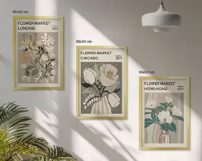 Blumenmessen London Chicago Hongkong gerahmtes bilderset