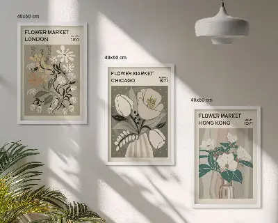 Blumenmessen London Chicago Hongkong gerahmtes bilderset