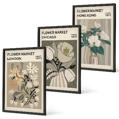 Gerahmtes bilderset Blumenmessen London Chicago Hongkong