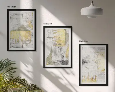 Abstrakte modische Malereimuster 3er-Set Wandbilder mit Rahmen