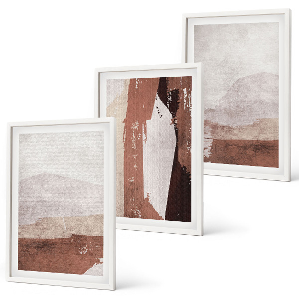 Gerahmtes bilderset Braun-beige abstrakte Muster