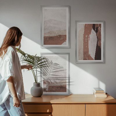 Gerahmtes bilderset Braun-beige abstrakte Muster