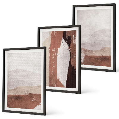 Gerahmtes bilderset Braun-beige abstrakte Muster