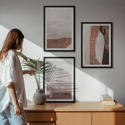 Gerahmtes bilderset Braun-beige abstrakte Muster