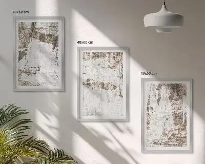3er-Set Bilder mit Rahmen mit abstrakten Mustern in Weiß und Braun